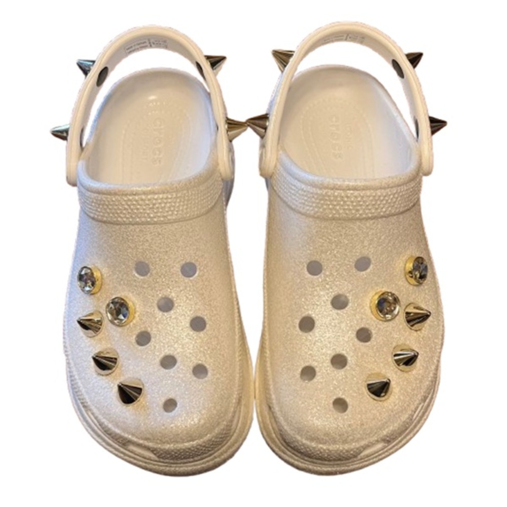 CROCS Classic Bae Glitter Stud Spike Platform Clogs